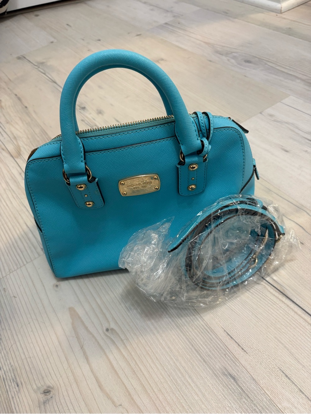 Bright Blue Michael Kors Medium Leather Satchel - Picture 9 of 9